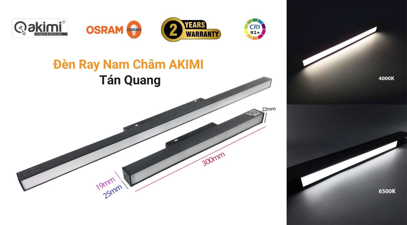 Đèn Ray Nam Châm Tán Quang Akimi là dòng sản phẩm được sử dụng phổ biến nhất để kiến tạo ánh sáng chung cho không gian. Với thiết kế bề mặt tán quang chống chói, đèn tạo ánh sáng rộng thường sử dụng cho các không gian chiếu sáng tổng thể, mang lại ánh sáng dịu nhẹ.